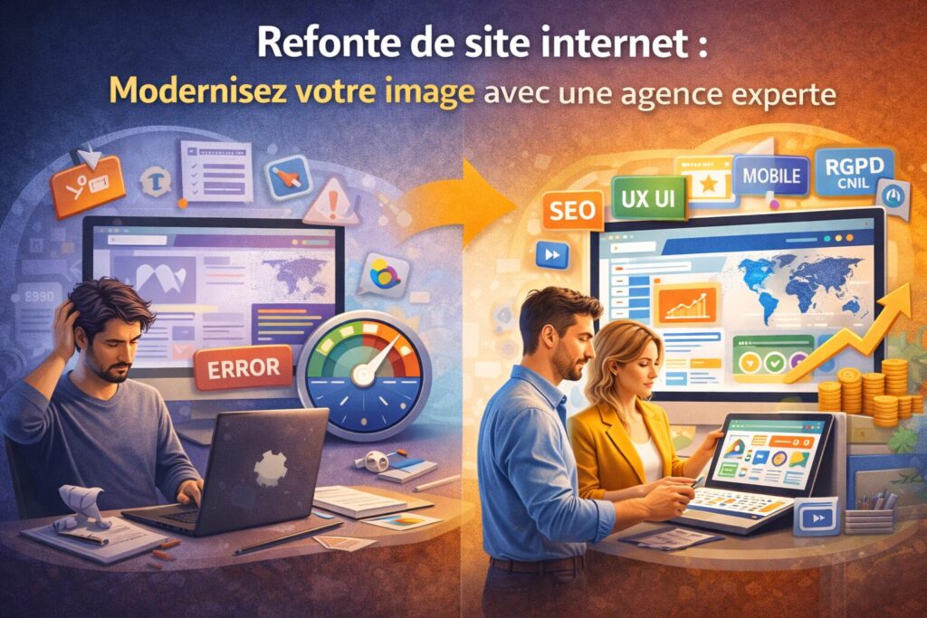 Refonte de site internet : modernisez votre image, améliorez votre SEO et vos conversions grâce à l’accompagnement d’une agence experte.