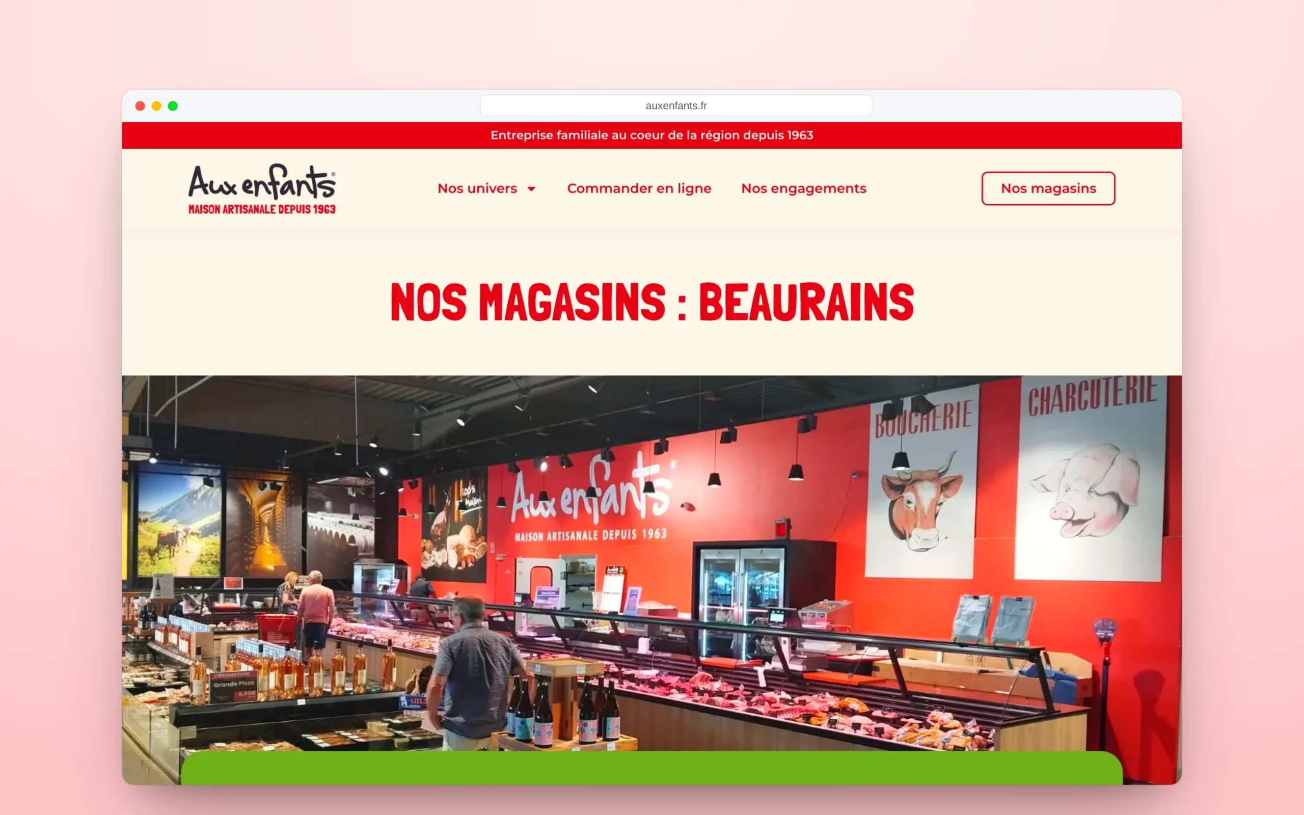 La page du magasin de Beaurains.