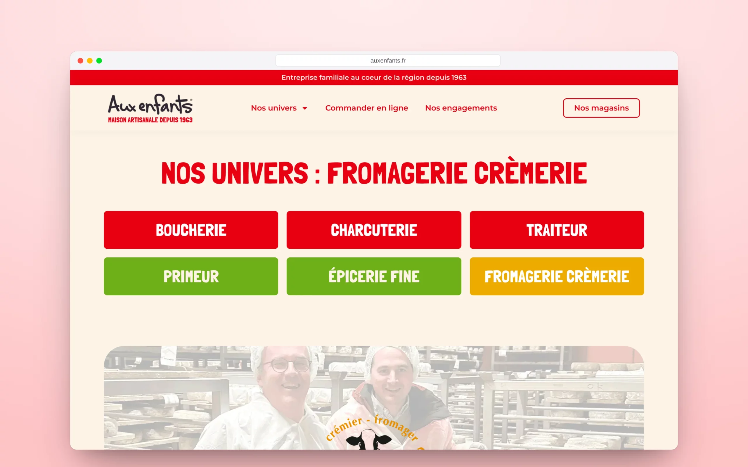 La page Fromagerie crèmerie.