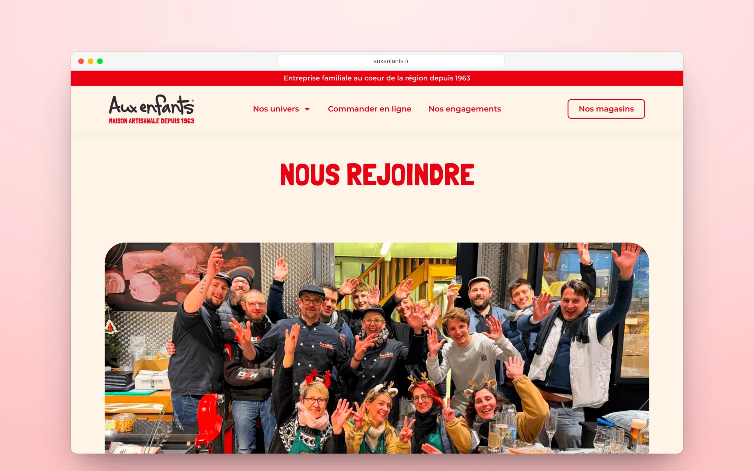 La page Nous rejoindre.