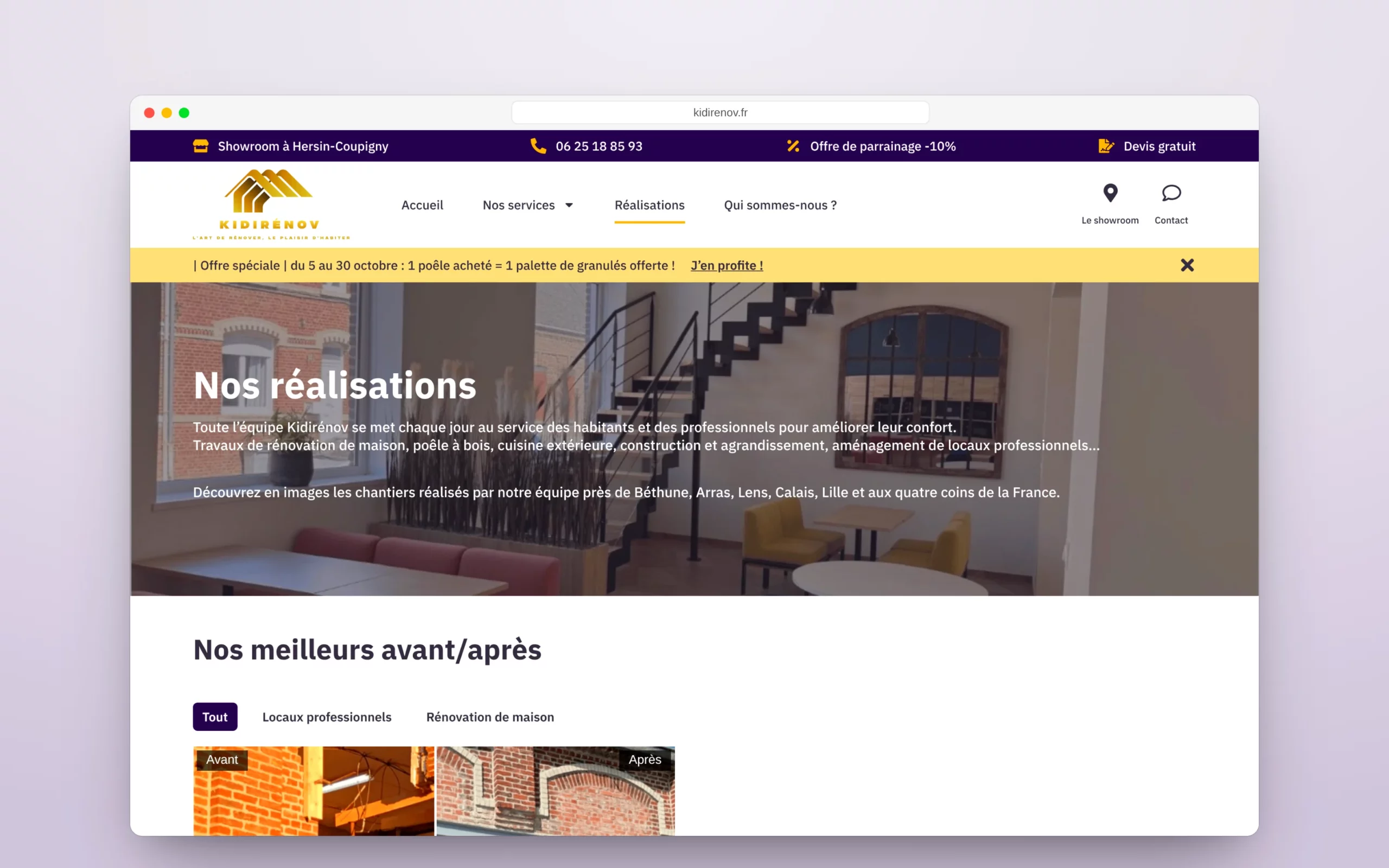 La page Réalisations.
