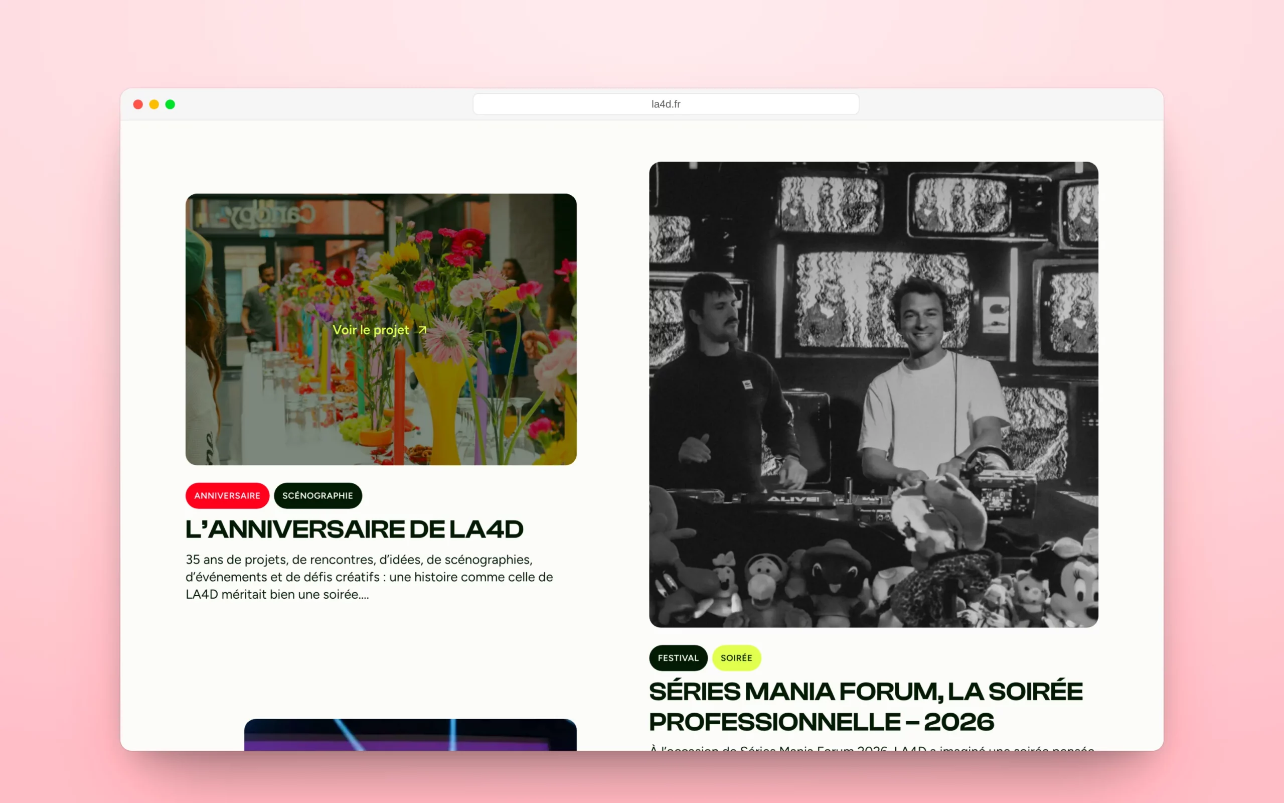 La page Projets.