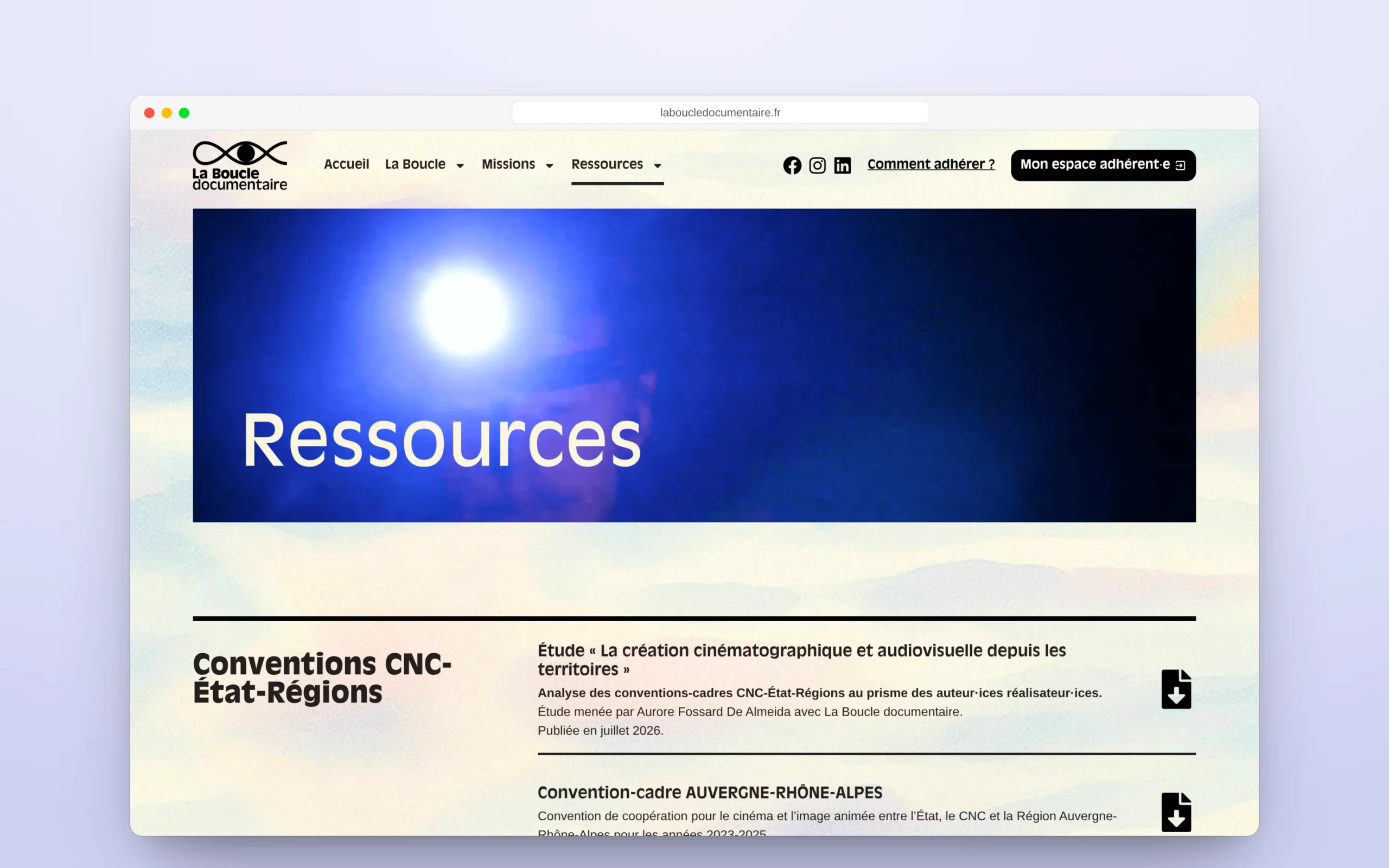 La page Ressources.