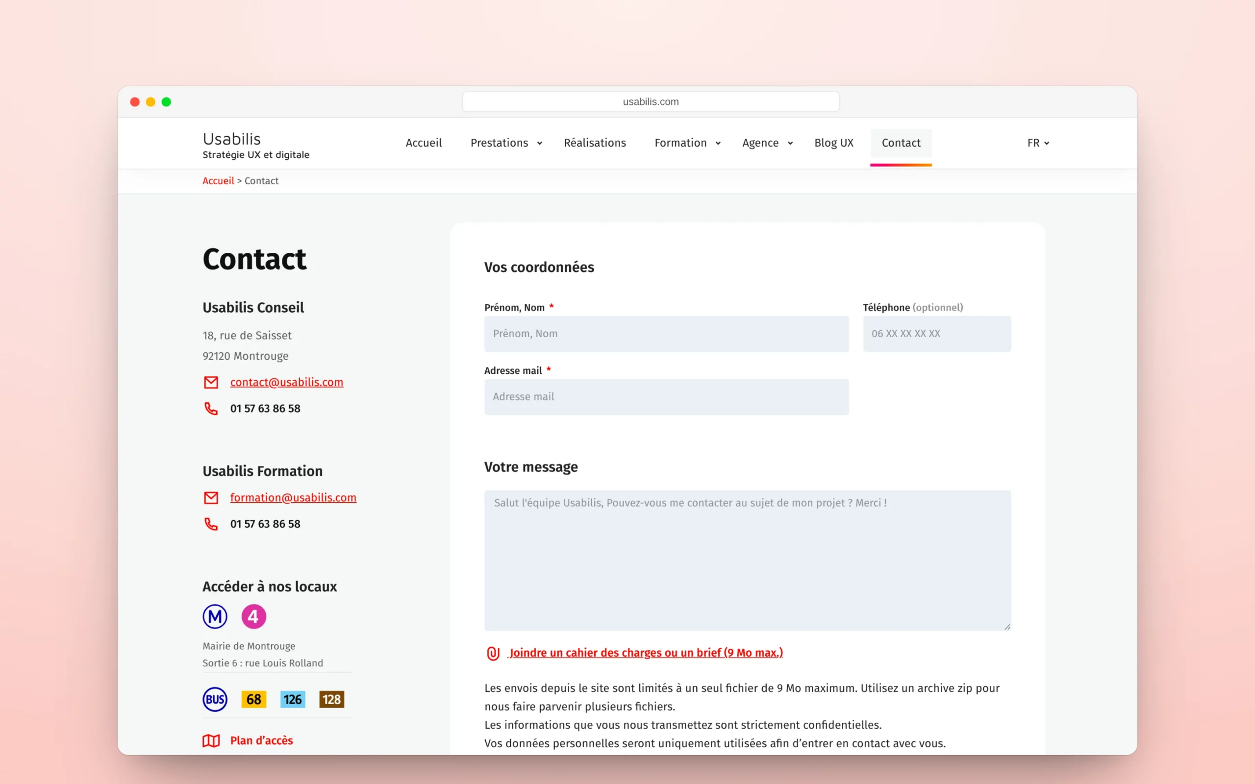 Le formulaire de contact.